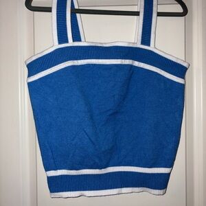 Blue and White Women's Crop Top